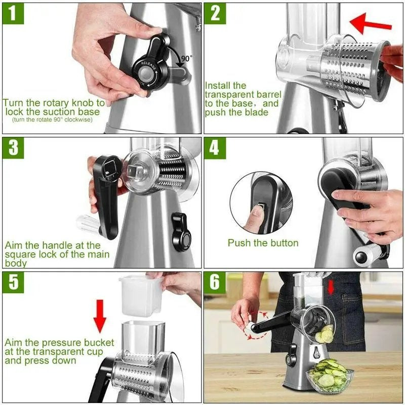 3 In 1 Vegetable Slicer Rotary Cheese Grater